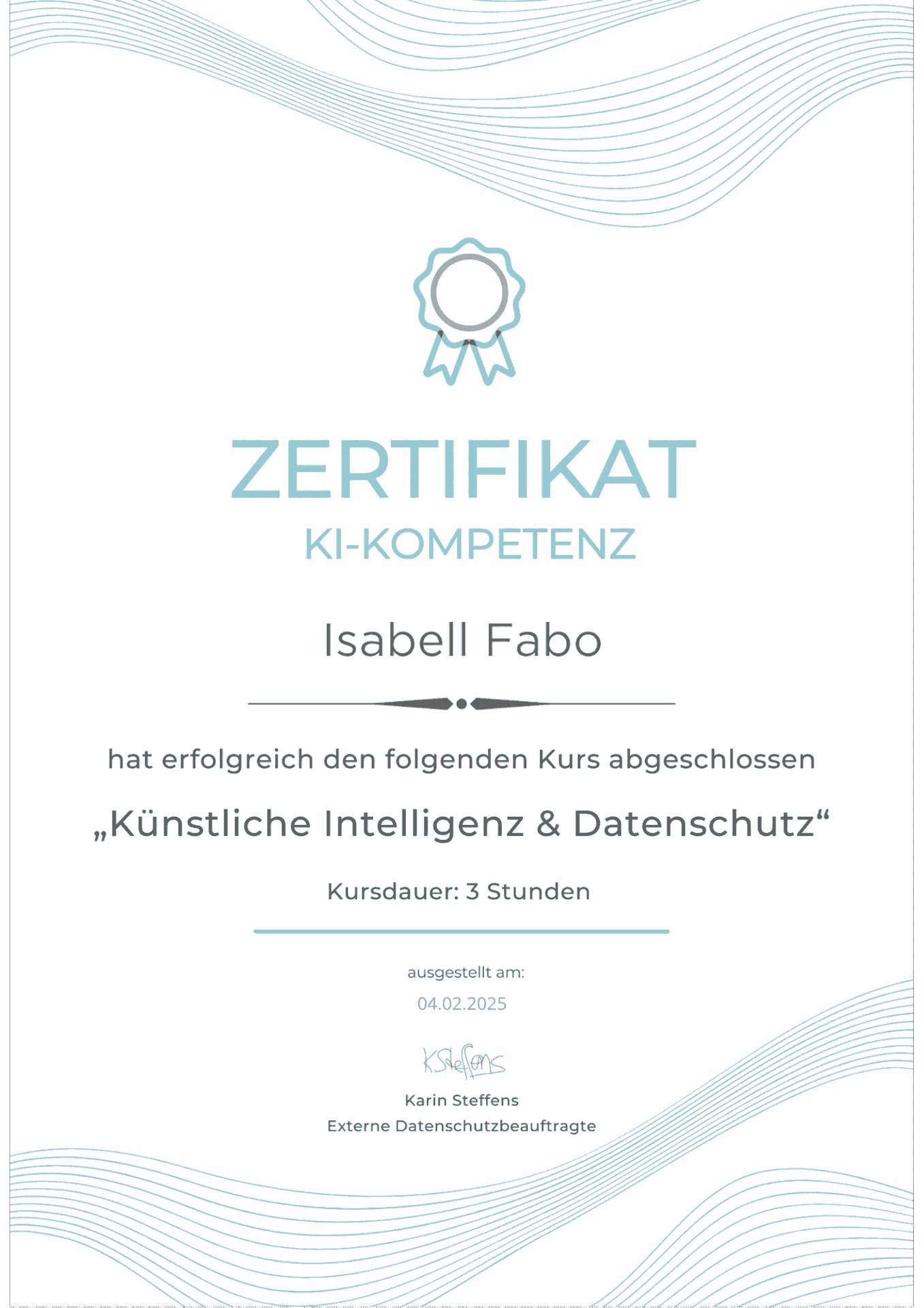 Zertifikat für KI Kompetenz